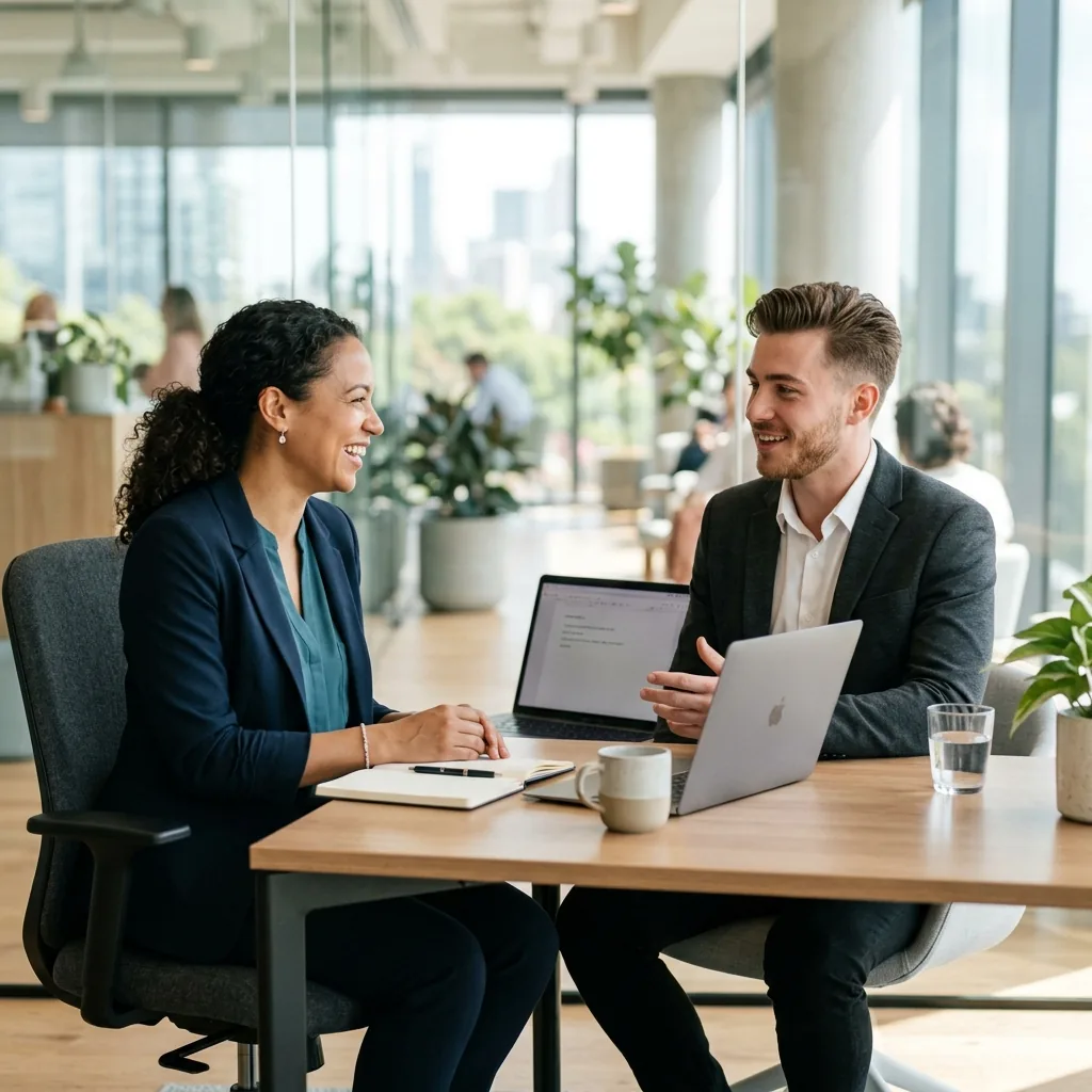 Kandidaat in gesprek met begeleider